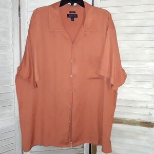 Joseph & Feiss Men's Shirt XXL 100% Silk Button Down Short Sleeve